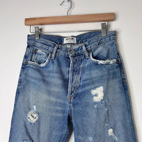 Agolde Jamie Feel Good Jeans High Rise Women’s 24 Distressed Ripped Americana - Picture 3 of 10